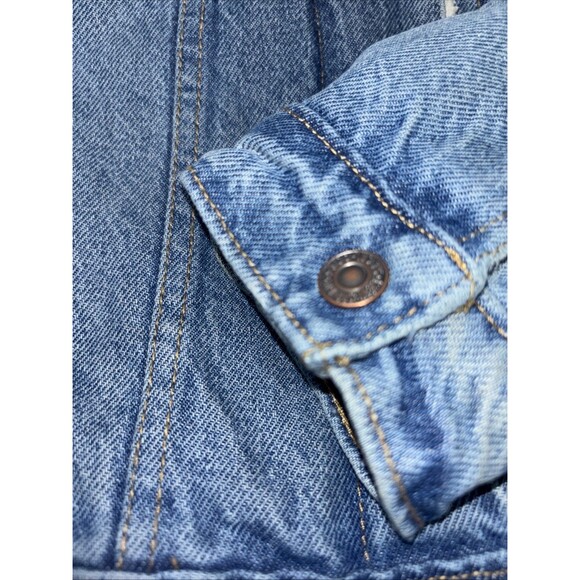Levis Original Sherpa Lined Trucker Denim Jacket Button Snap Light Blue Womens S - Picture 6 of 11